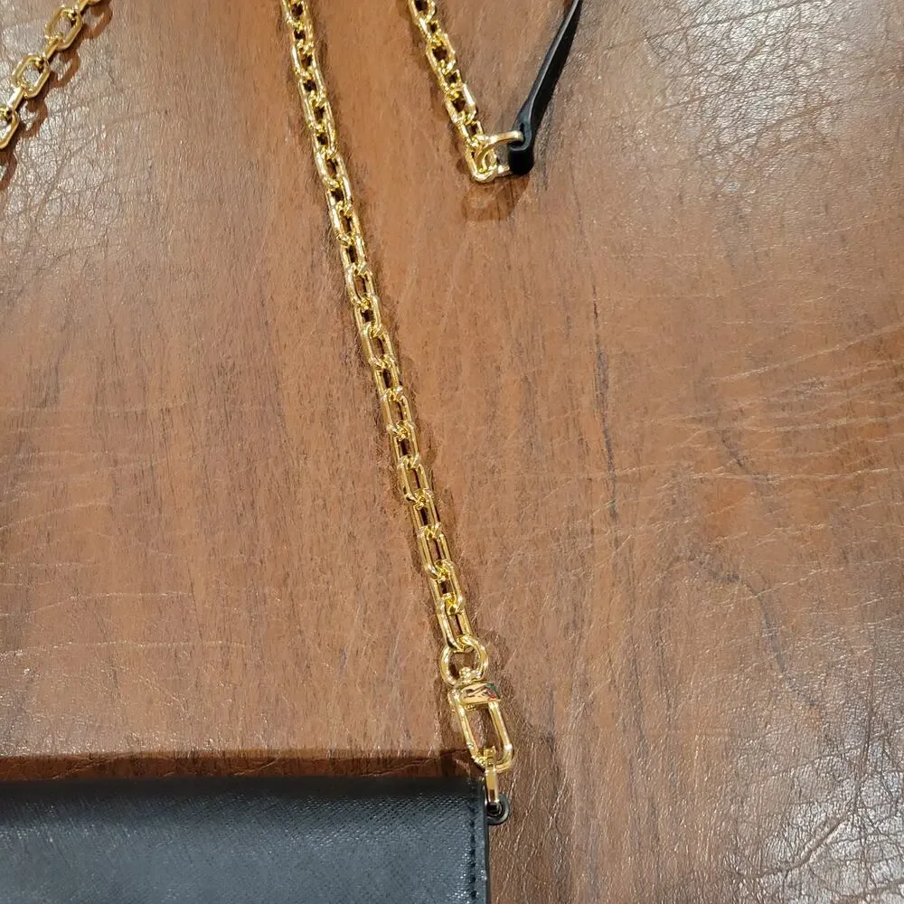 Tory Burch Black Gold tone Chain Leather Shoulder Bag Wristlet/Wallet combo